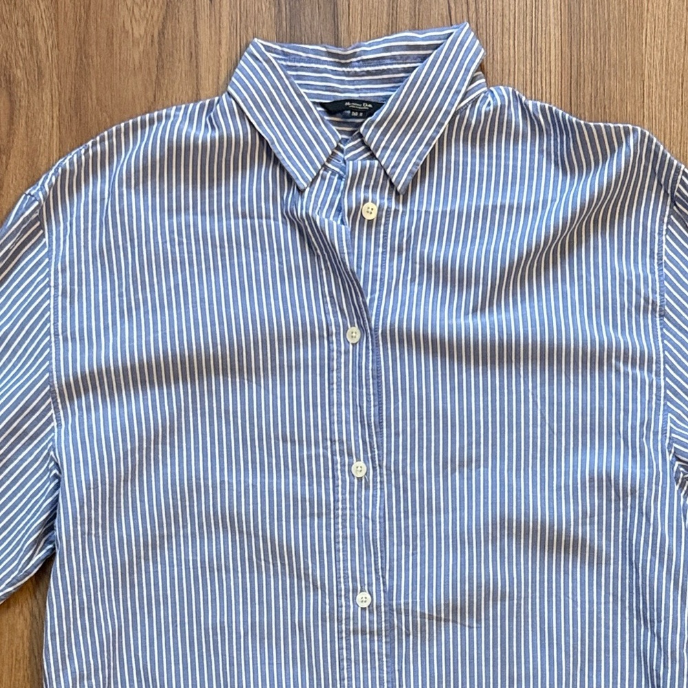 Massimo Dutti 100% cotton Blue and White Striped Casual Shirt